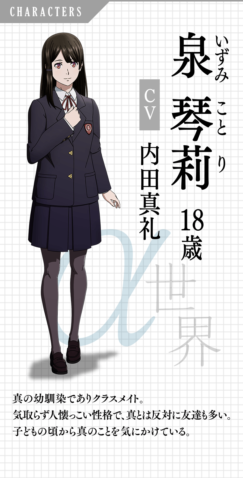 泉 琴莉（いずみ ことり）18歳　CV:内田真礼