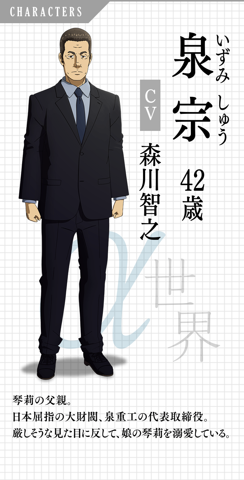 泉 宗（いずみ しゅう）42歳　CV:森川智之