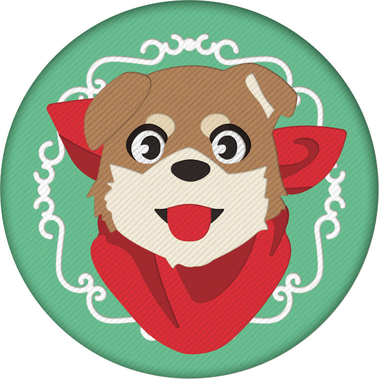 マメゾウの刺繍缶バッジ